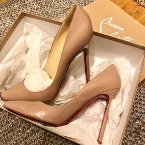 Christian Louboutin Pigalle 120 nude patent 37.5